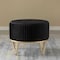 Fabulaxe Round Velvet Ottoman Stool Raised with Hairpin Gold Base, Black, Medium QI004324.BK.M - alternate 5